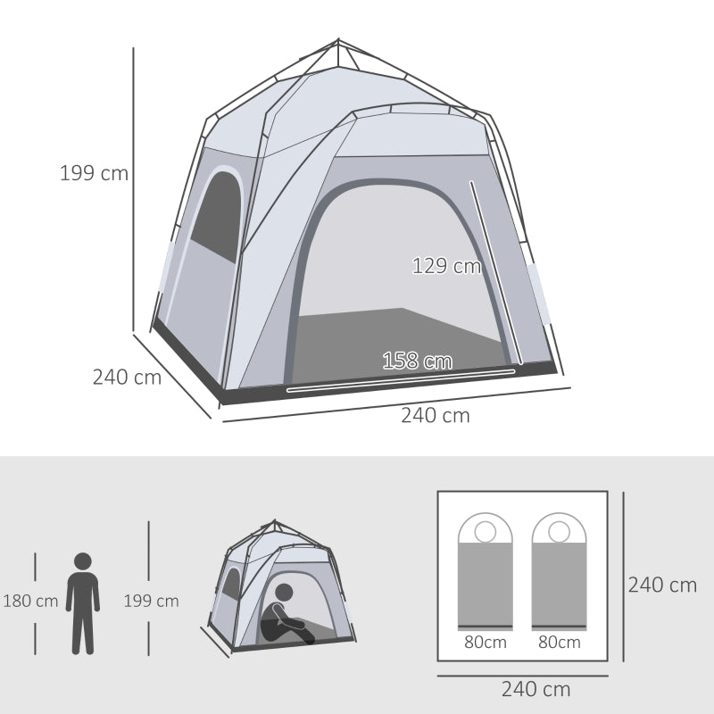 Dome Tent, 4 Person, Lightweight, Waterproof, UV 50+