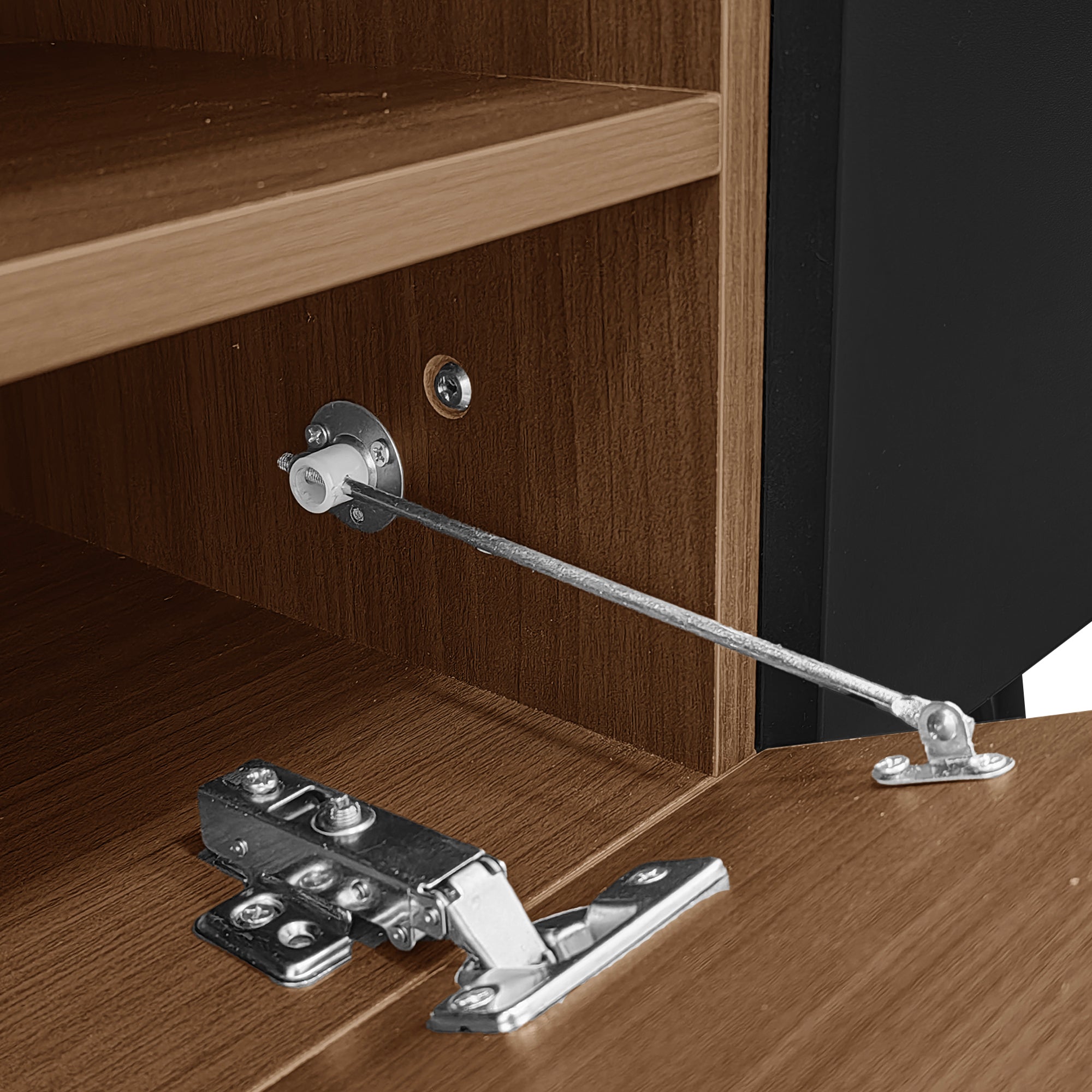 Modern TV Cabinet 180cm, Black and Wood Look