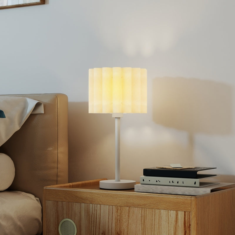 Table lamp with wave lampshade, E27 socket, button switch, white