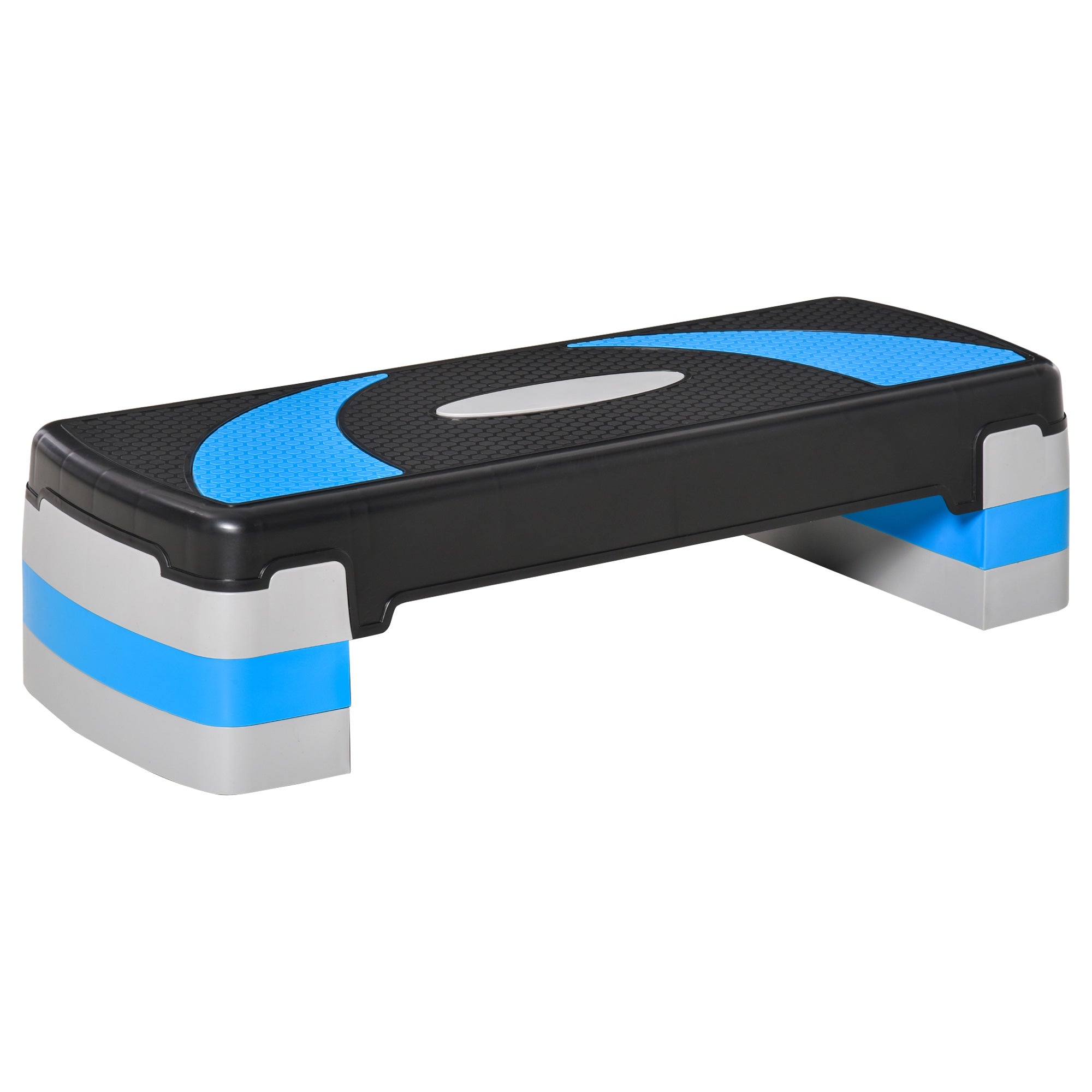 Step board aerobic stepper 3-level adjustable, fitness exercise, 150 kg, light blue