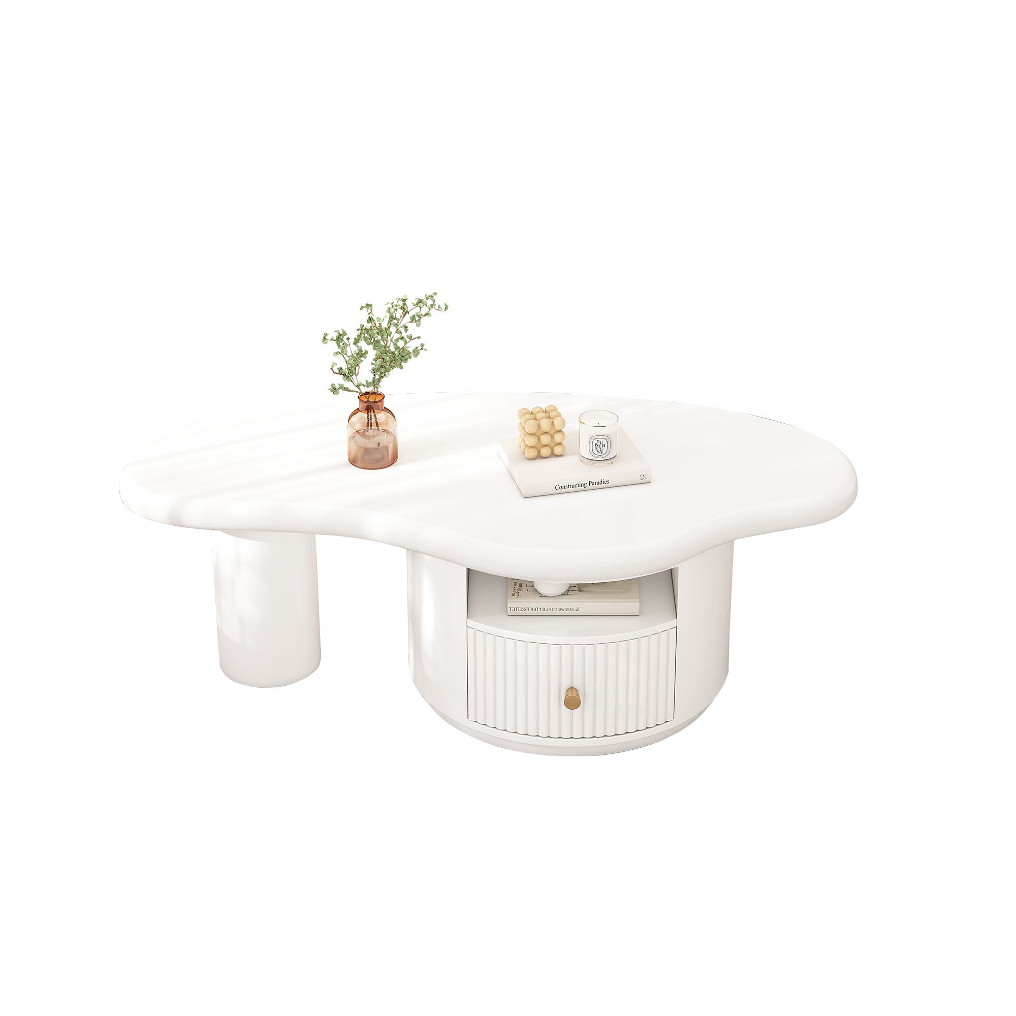 Cloud Coffee Table, Irregular Shape 110cm with Drawer, MDF