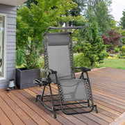 Garden Rocking Chair Folding Adjustable Zero-Gravity Sun Lounger - Grey
