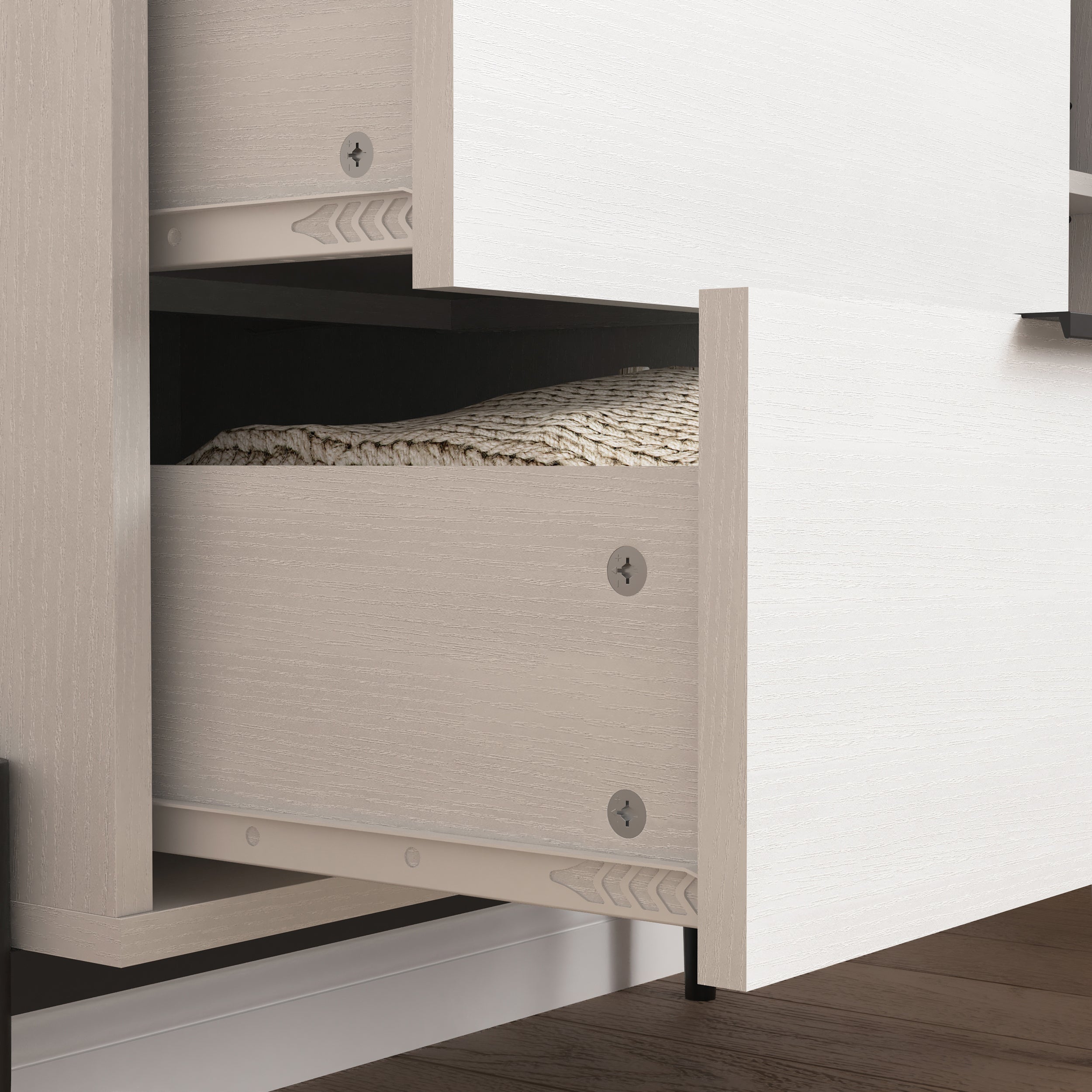 Sideboard with 3 Drawers 1 Glass Door Storage 85x40x120cm - Wooden