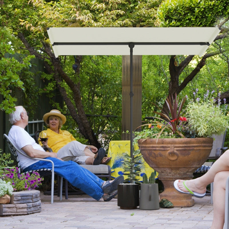 Parasol, 180° Rotatable Height Adjustable Garden Umbrella, Beige