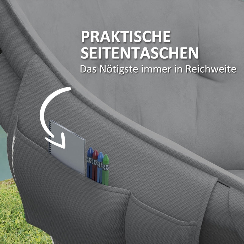 Folding Chair with Side Pocket and Carrying Bag, Padded, 120 kg Capacity, for Outdoor Camping Fishing Garden Beach