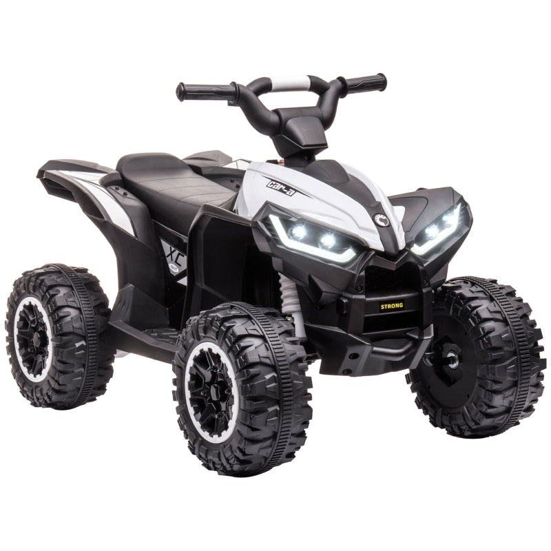 12V Ride-On Quad Bike with Music, Horn, White