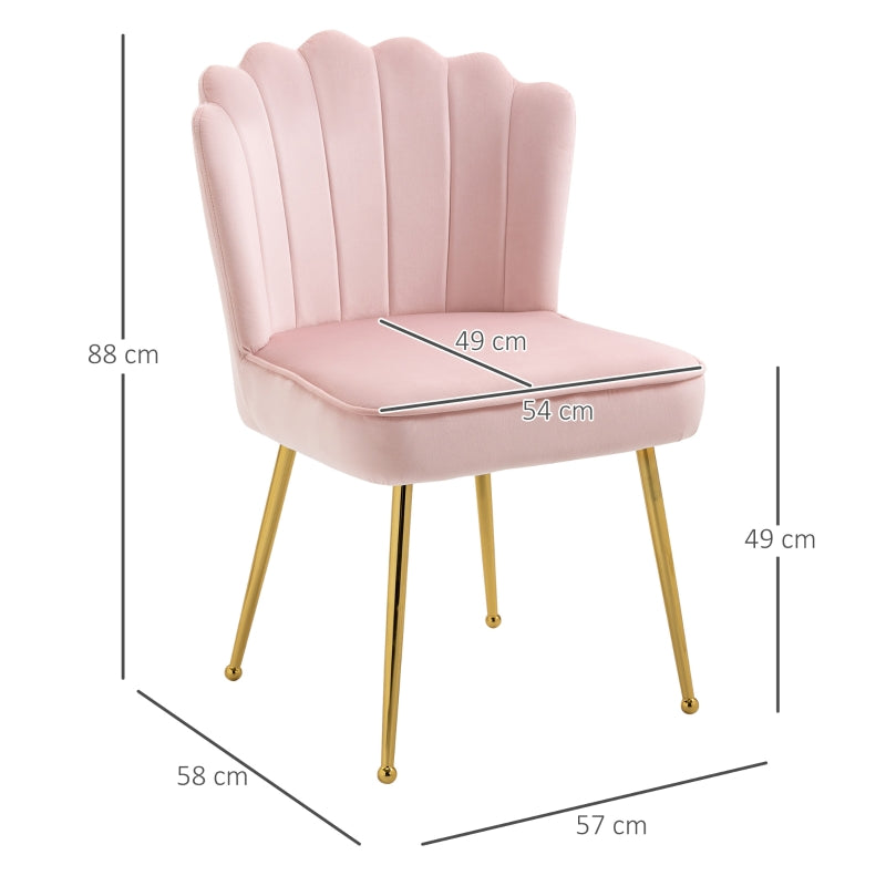 Velvet-Feel Shell Accent Chair with High Back Support - Pink