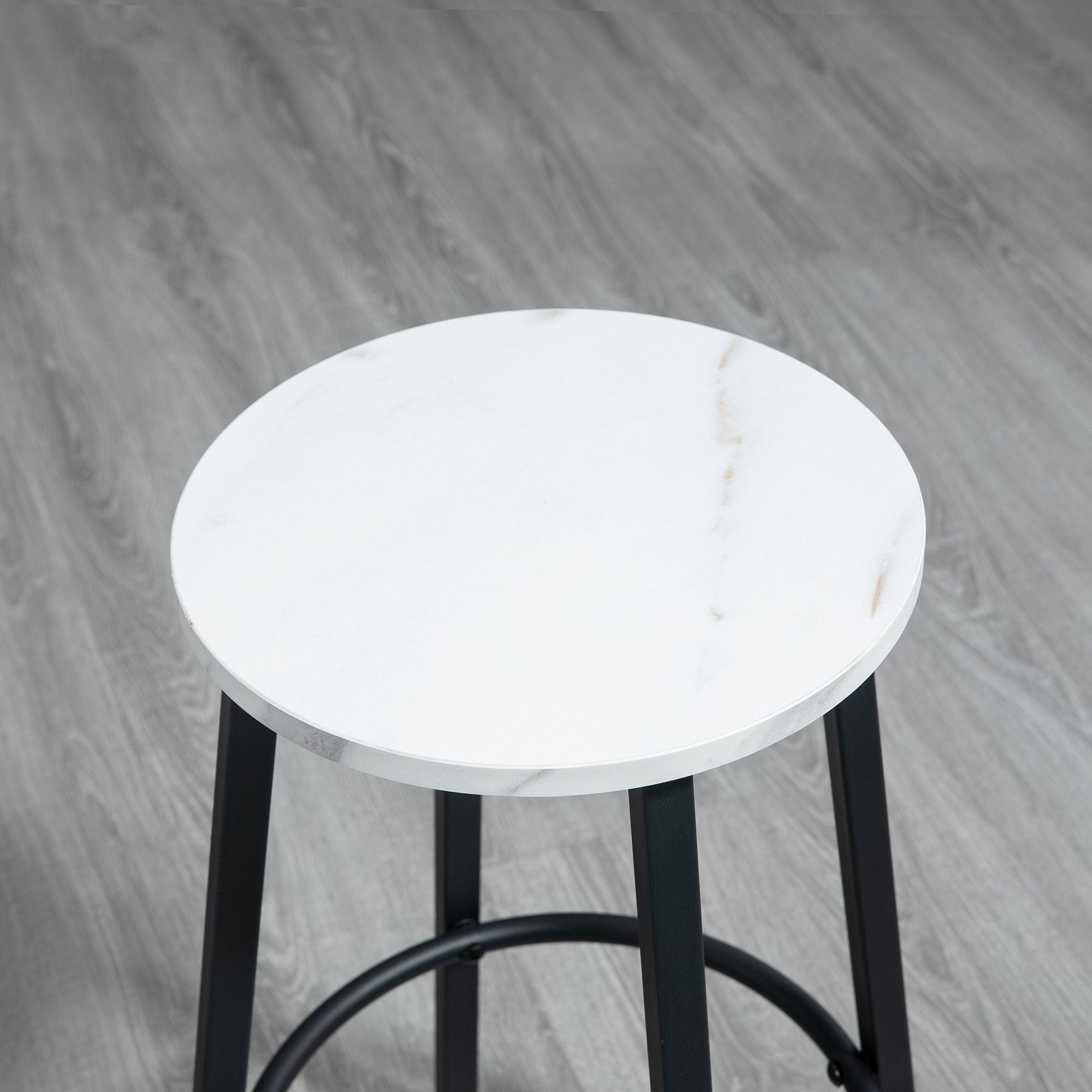 Three-Piece Bar Table Set Marble-Effect White/Black