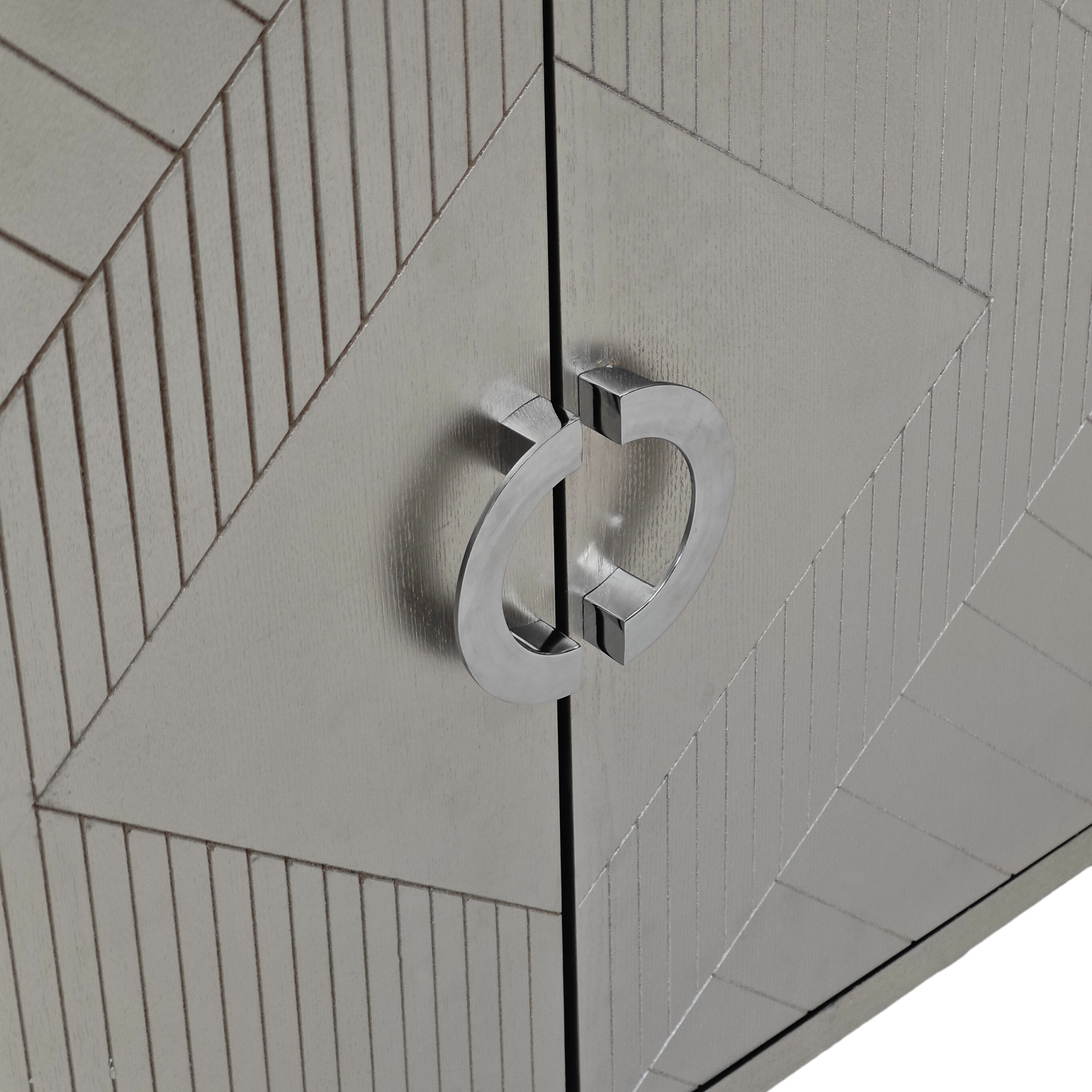 Storage Cabinet, 152CM 4-Door with Pine Legs, MDF Champagne