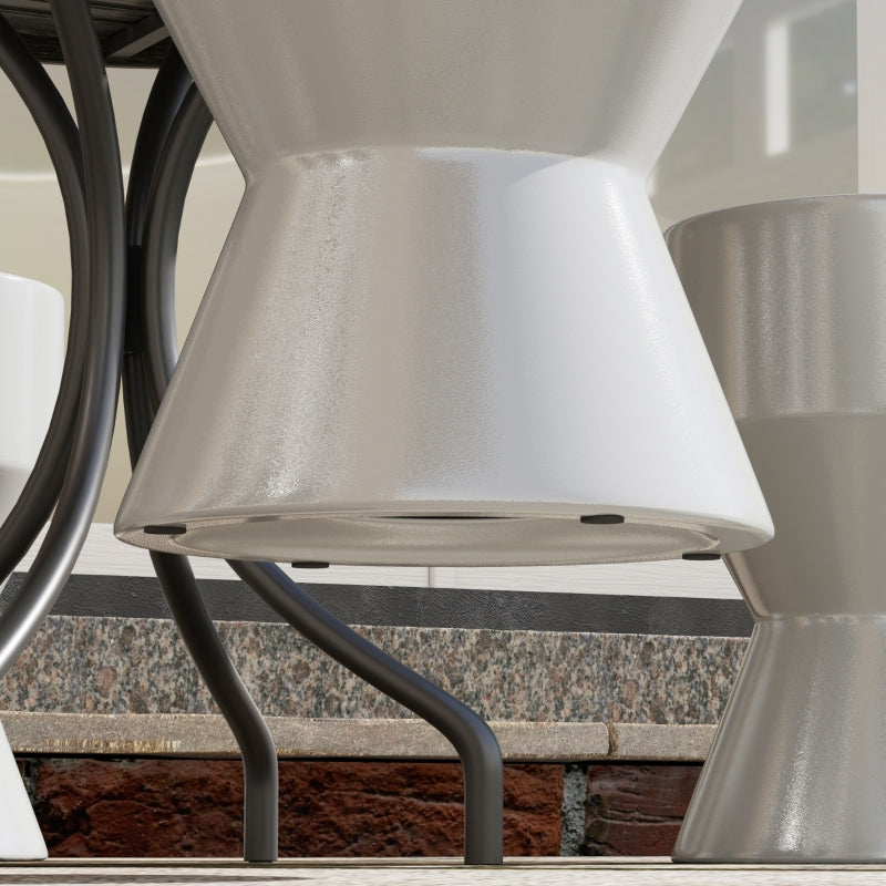 Ceramic Stool, Hourglass Shape, Weatherproof, Light Grey