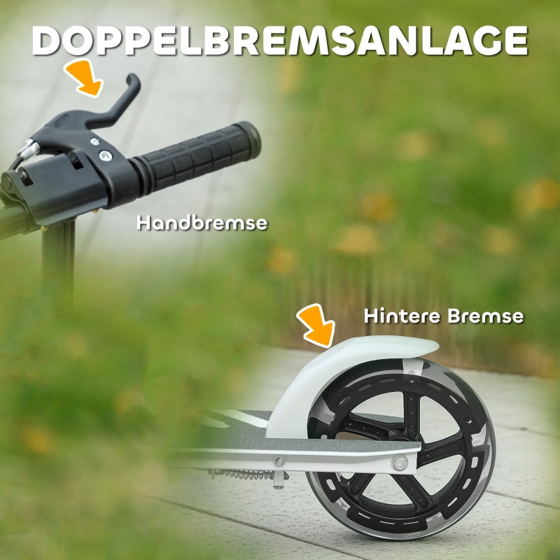 Children's Scooter with Double Brakes and Metal Frame, Foldable for Ages 3-8, White