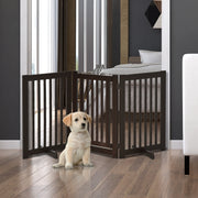 Dog Gate, Freestanding Adjustable Foldable, Dark Brown Wood