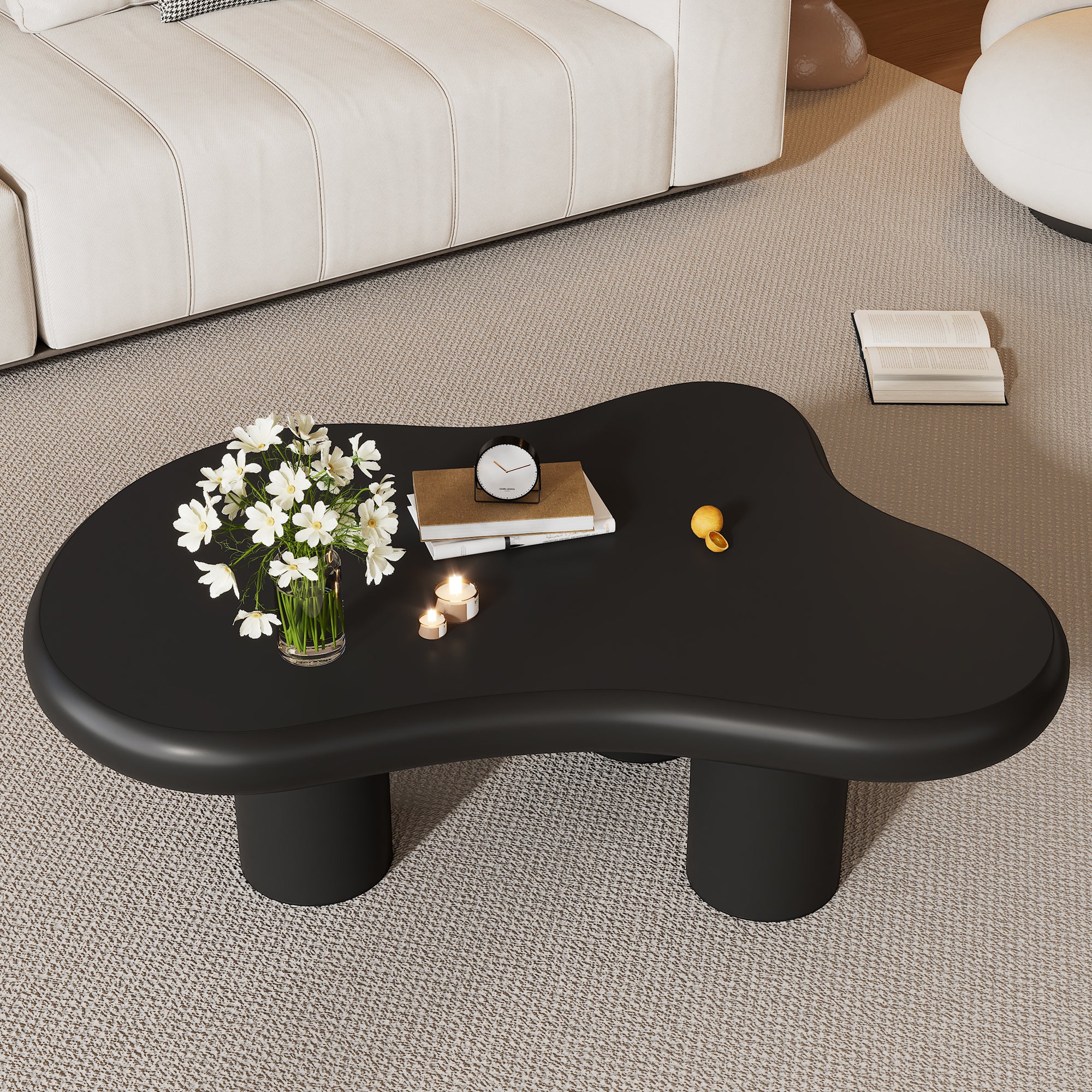 Coffee Table Irregular Cloud-Shaped 97x67x32cm - Lacquered MDF