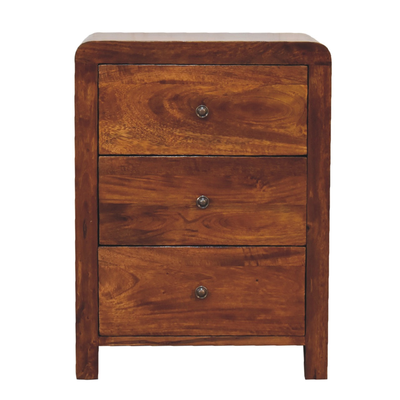 Aspen 3 Drawer Bedside, Solid Wood Brown