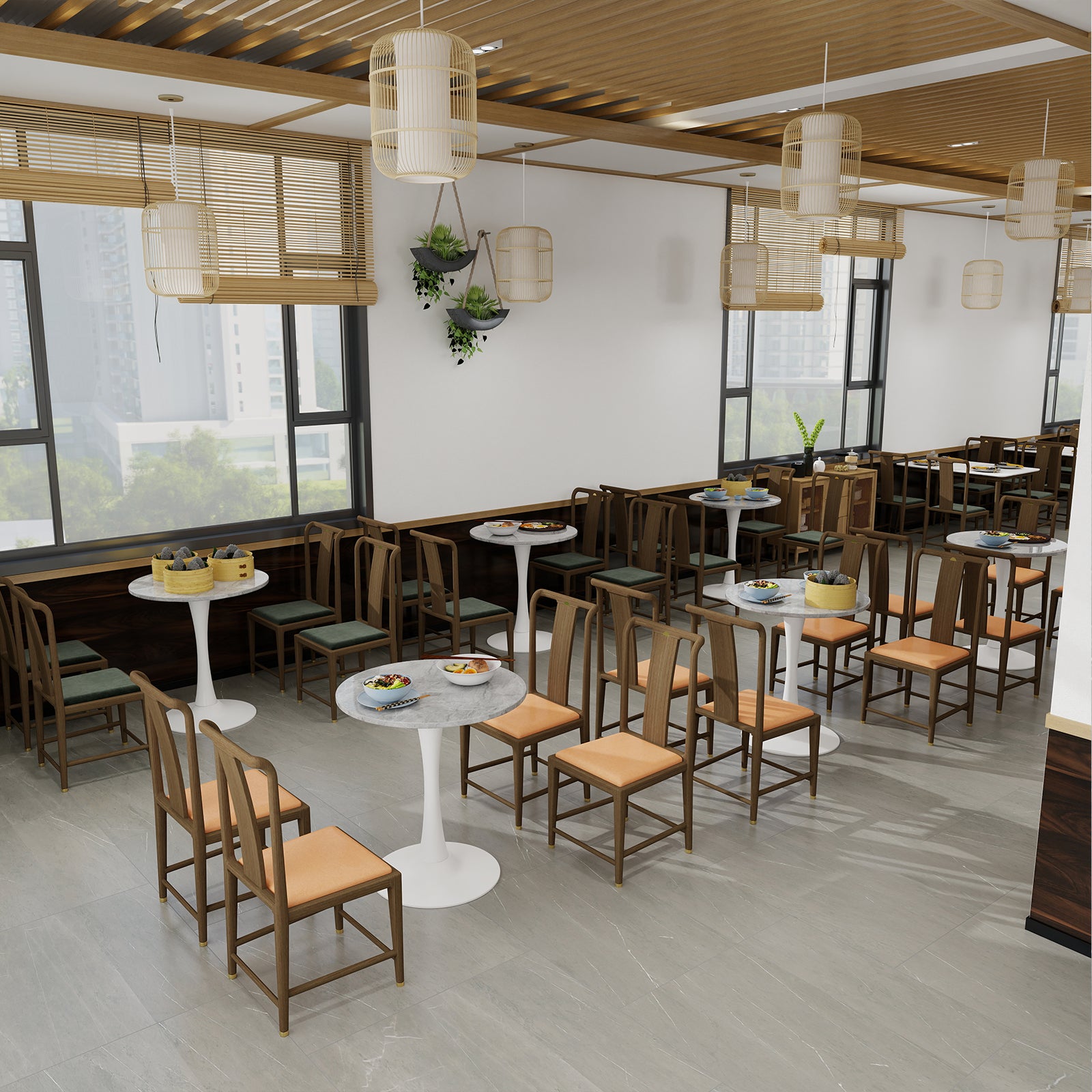 Round Coffee Table 27.6" Mid-Century Modern Marble Top - White