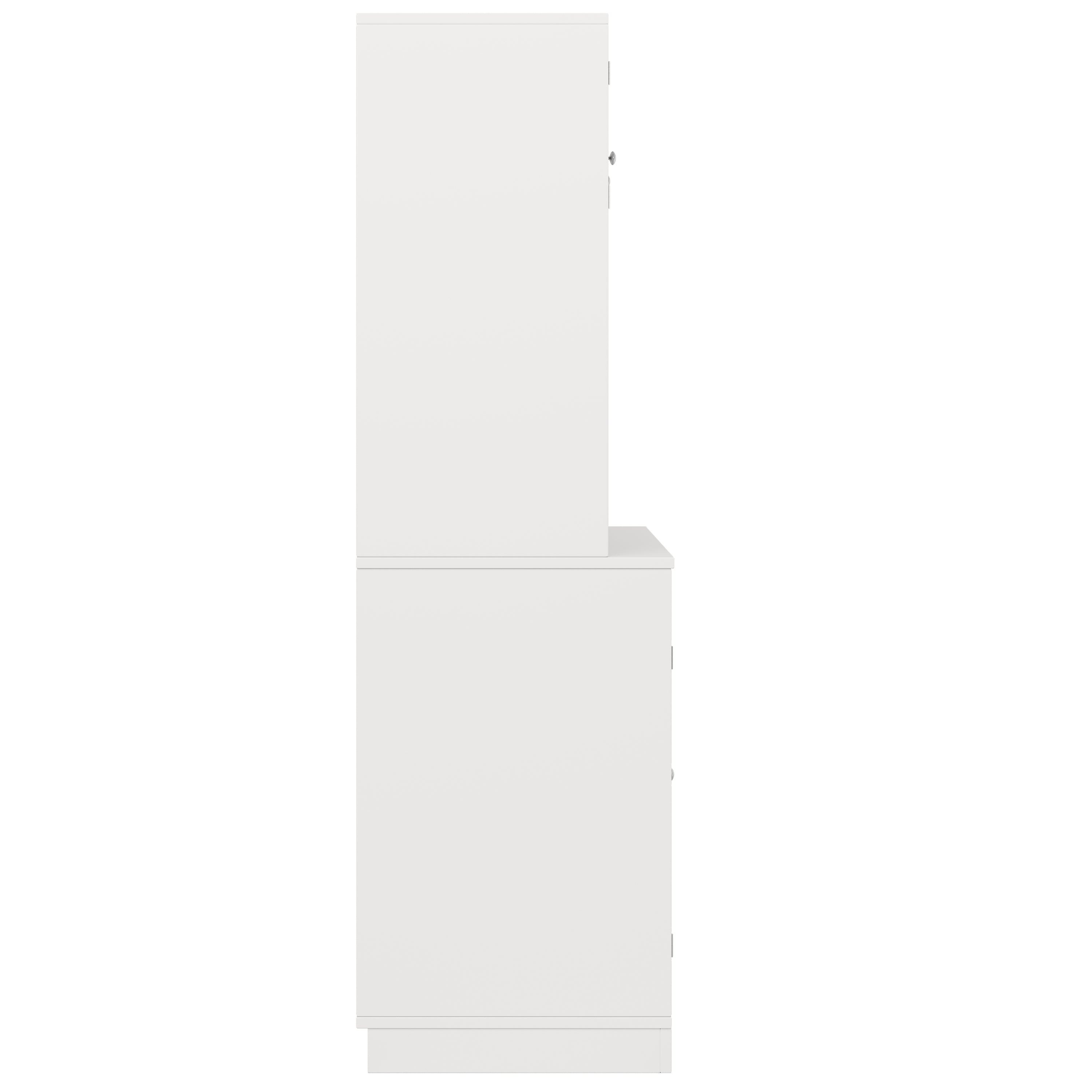 Tall Kitchen Cabinet Buffet Wine Rack Adjustable Shelves 4 Doors 2 Drawers - White