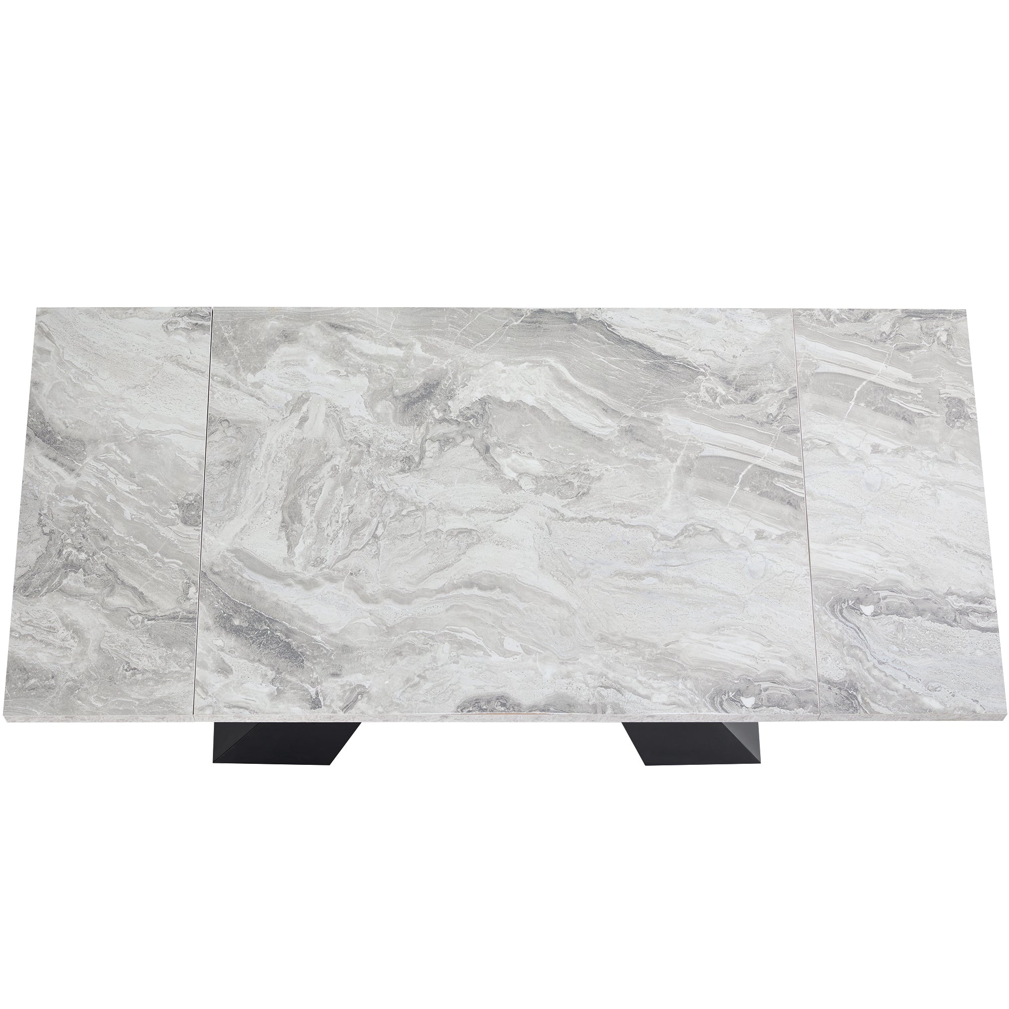 Telescopic Dining Table, Extendable Space-Saving Kitchen Table, Grey