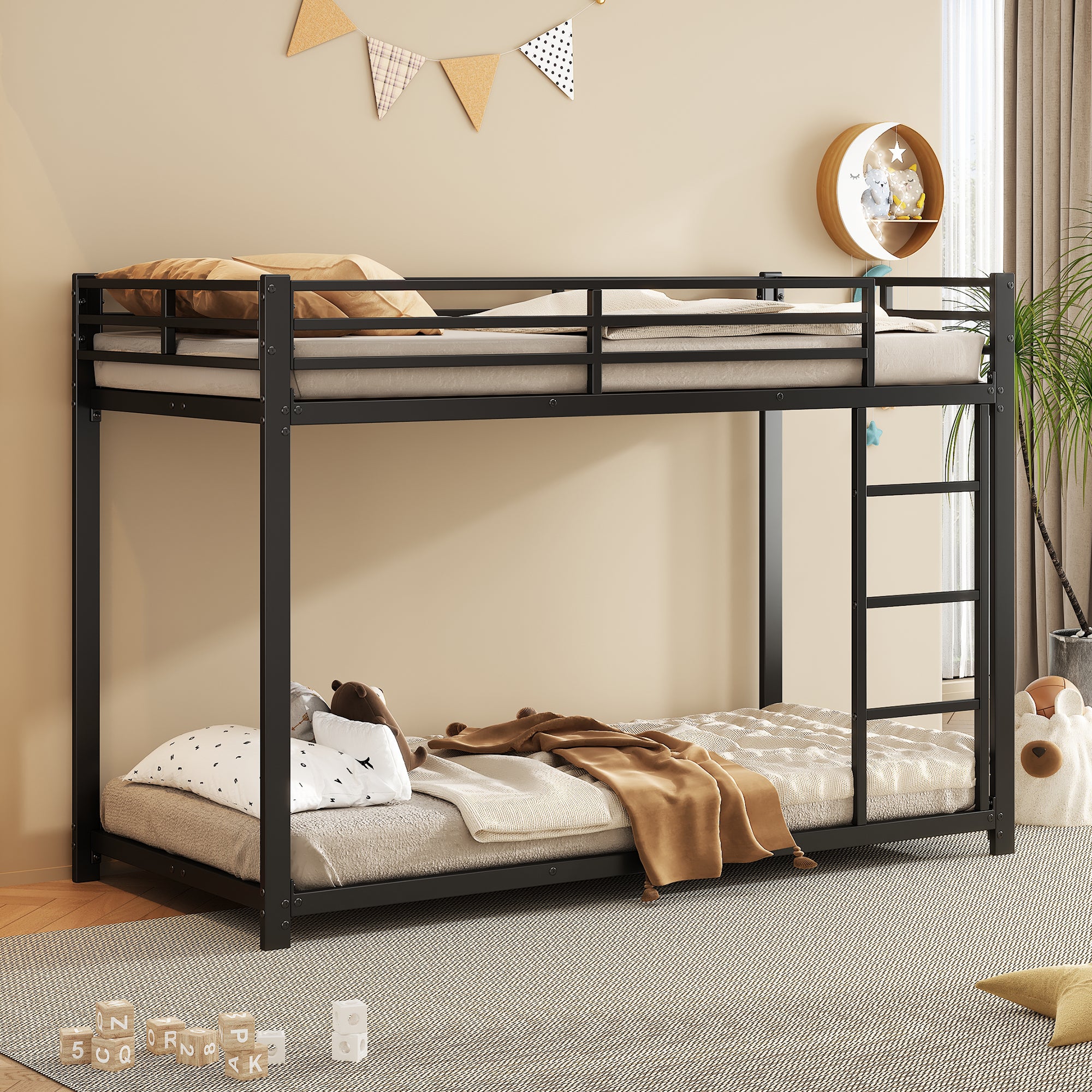 Bunk Bed 90x200 Classic Iron Frame - Black
