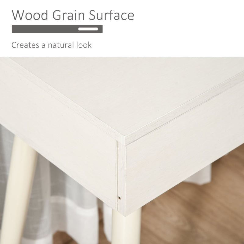 Dressing Table Makeup Vanity Set with Mirror, Stool, and 2 Drawers, White