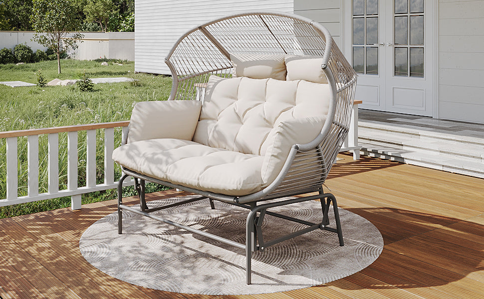 Outdoor Swing Egg Chair Double Patio Hanging Rocking Chair Grey