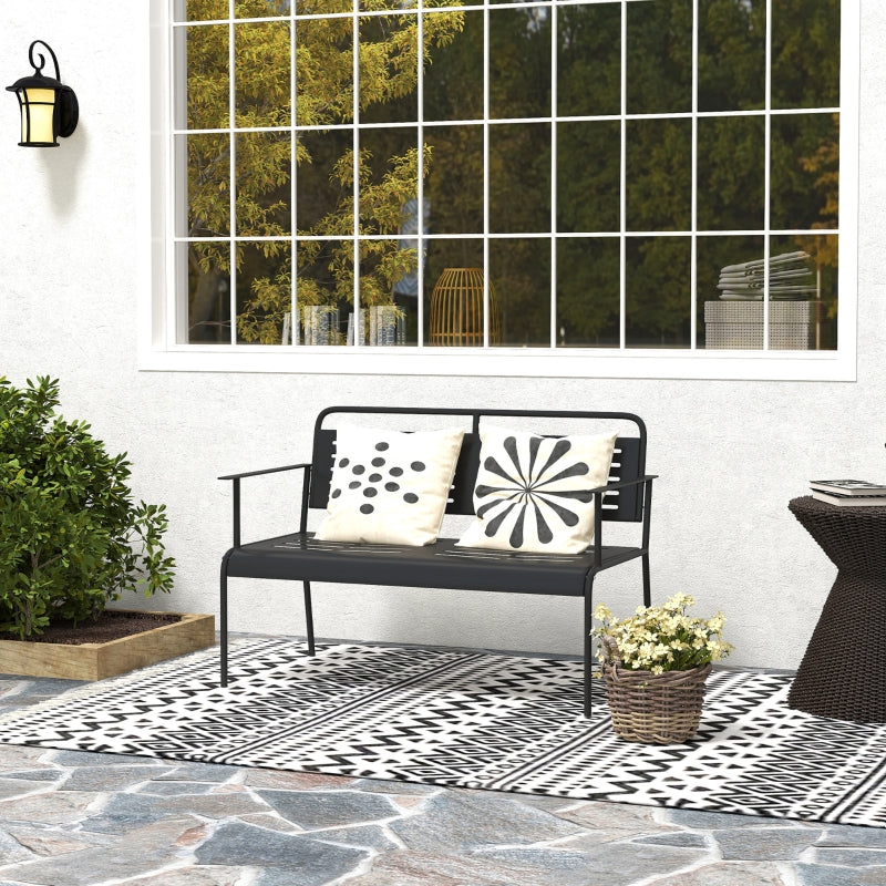 2-Seater Garden Bench, Water-Repellent, 240kg Load, Black