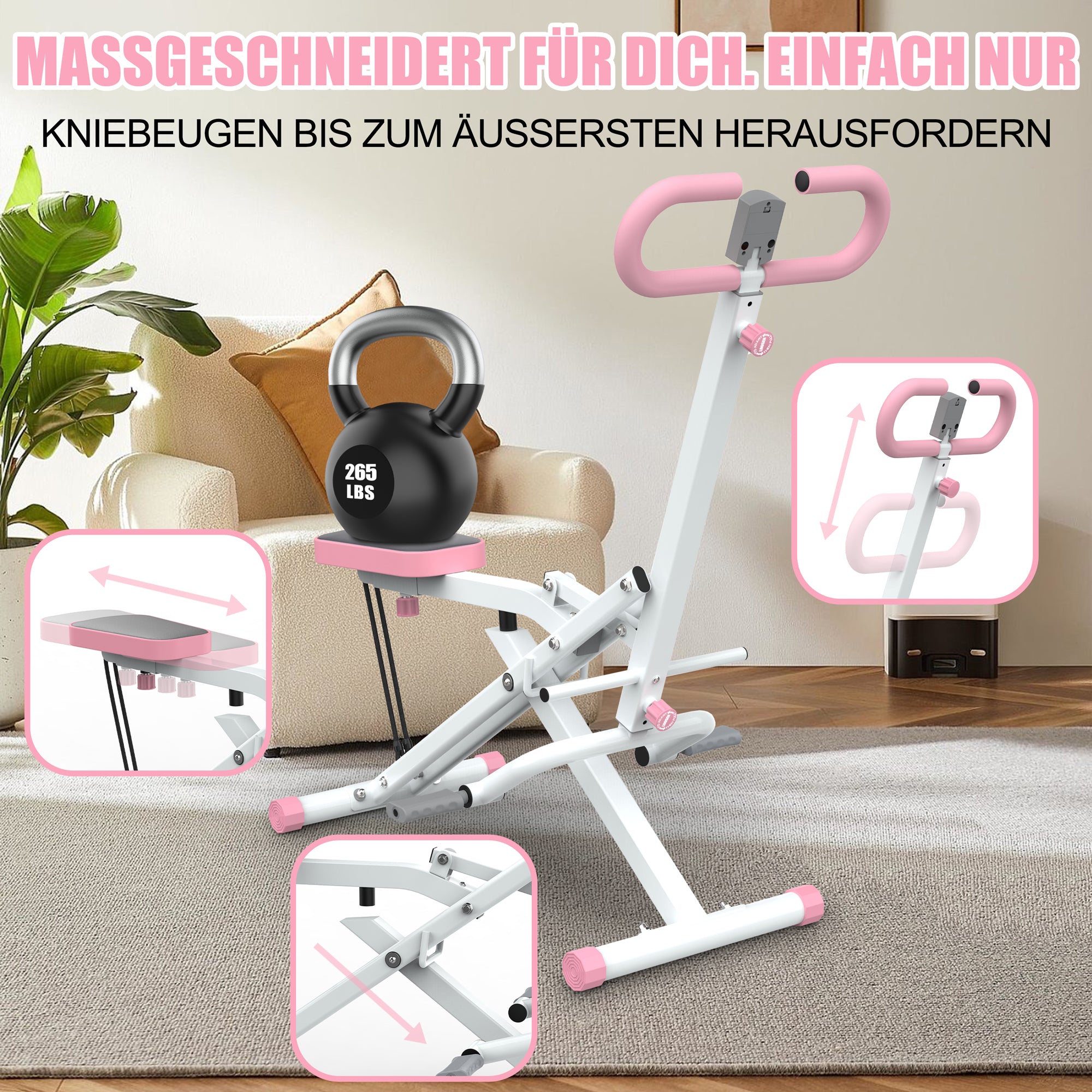 Squat Machine, Foldable Trainer with Resistance Bands for Full-Body Workout, Home Use