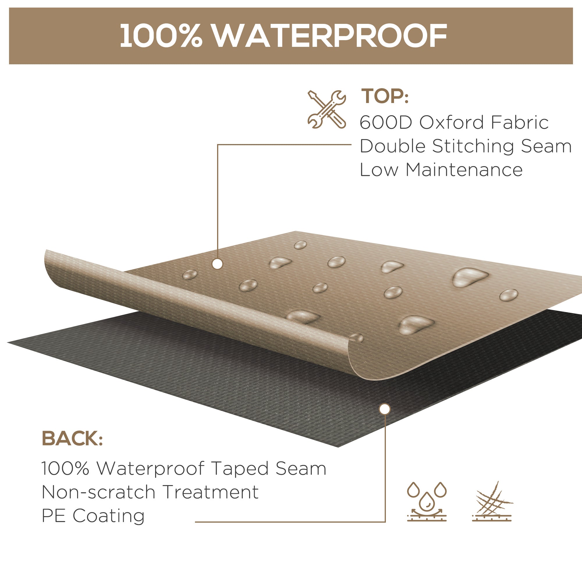 Patio Garden Furniture Dining Set Cover Waterproof Anti-UV - Beige 600D Oxford