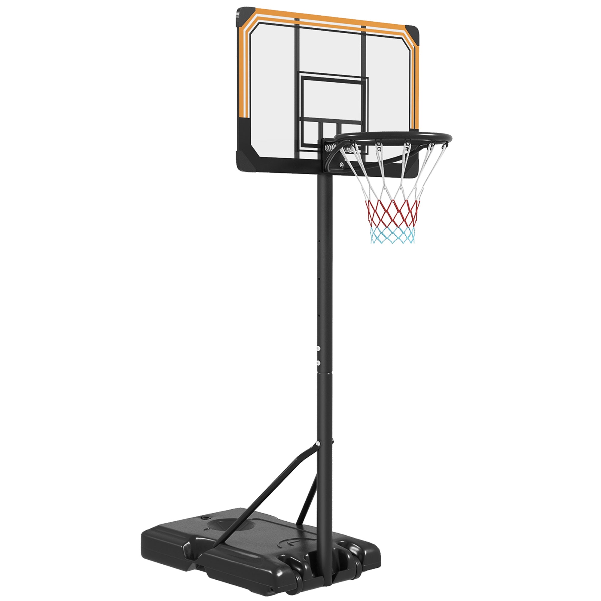 Outdoor Basketball Hoop, Adjustable Height, Wheels, Steel, Black