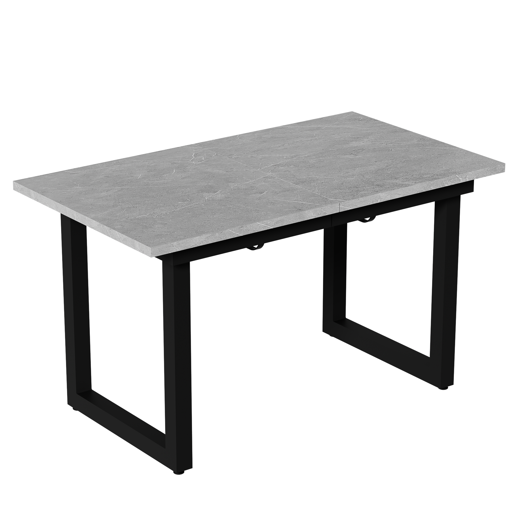 Extendable Dining Table 140/180cm Rectangular Industrial Style - Concrete Look/Black