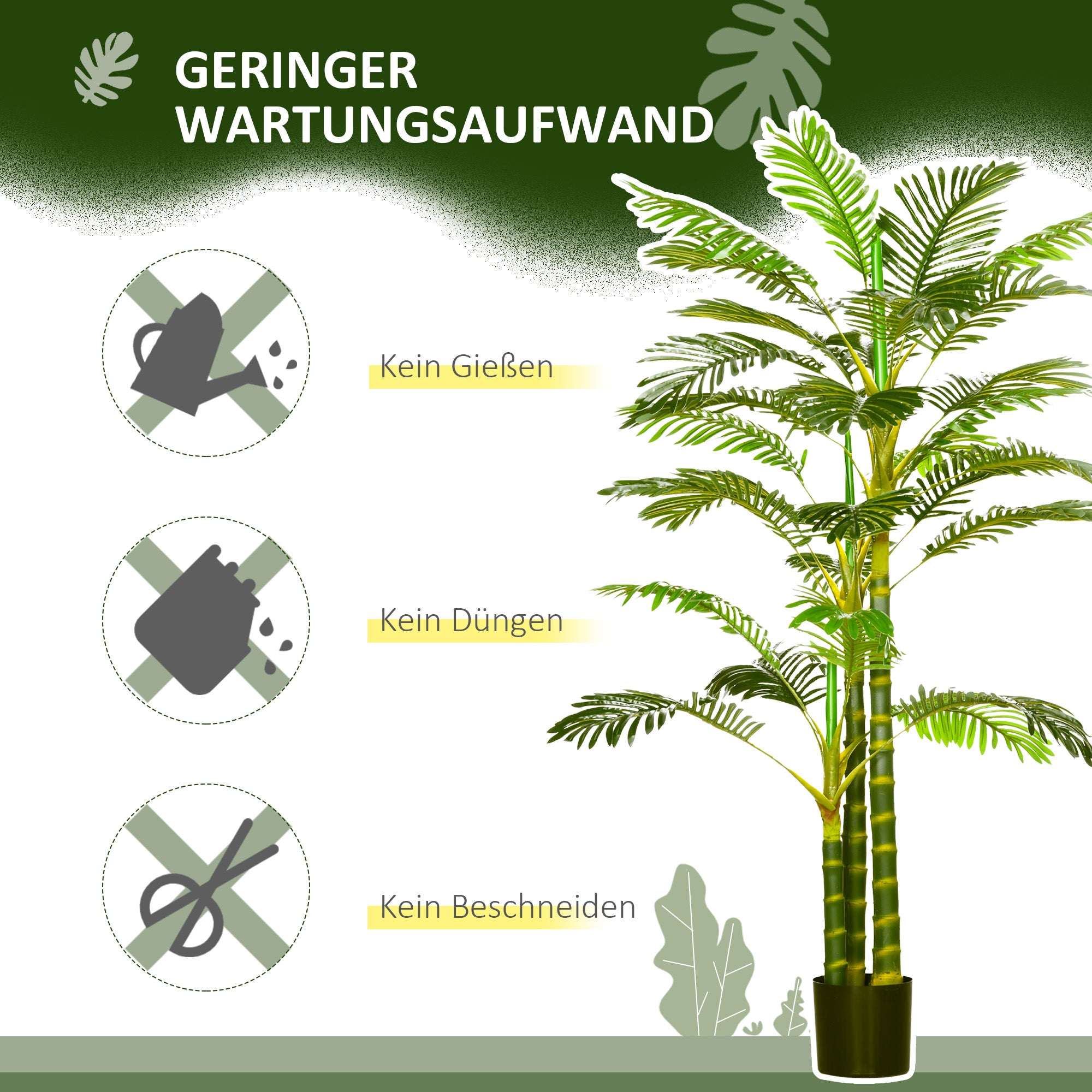 Artificial Palm Tree 190 cm Plant in Pot, Plastic