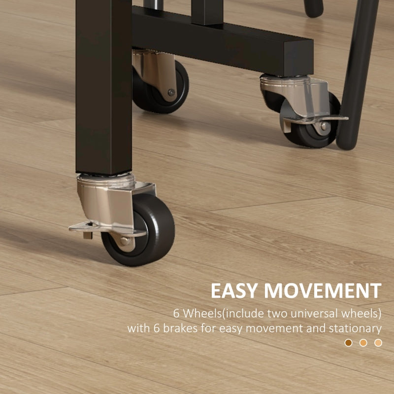 Mobile Drop Leaf Table, Folding Dining Table 6 Wheels & Brakes, Grey Marble Effect