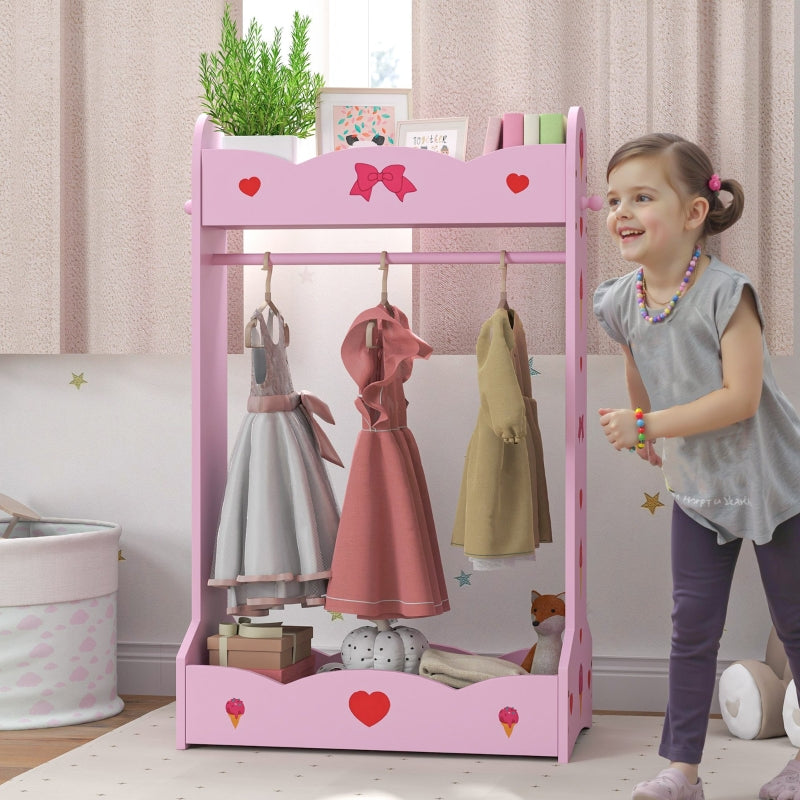 Kids Clothes Rail, Two Shelves for 3-8 Years, Pink