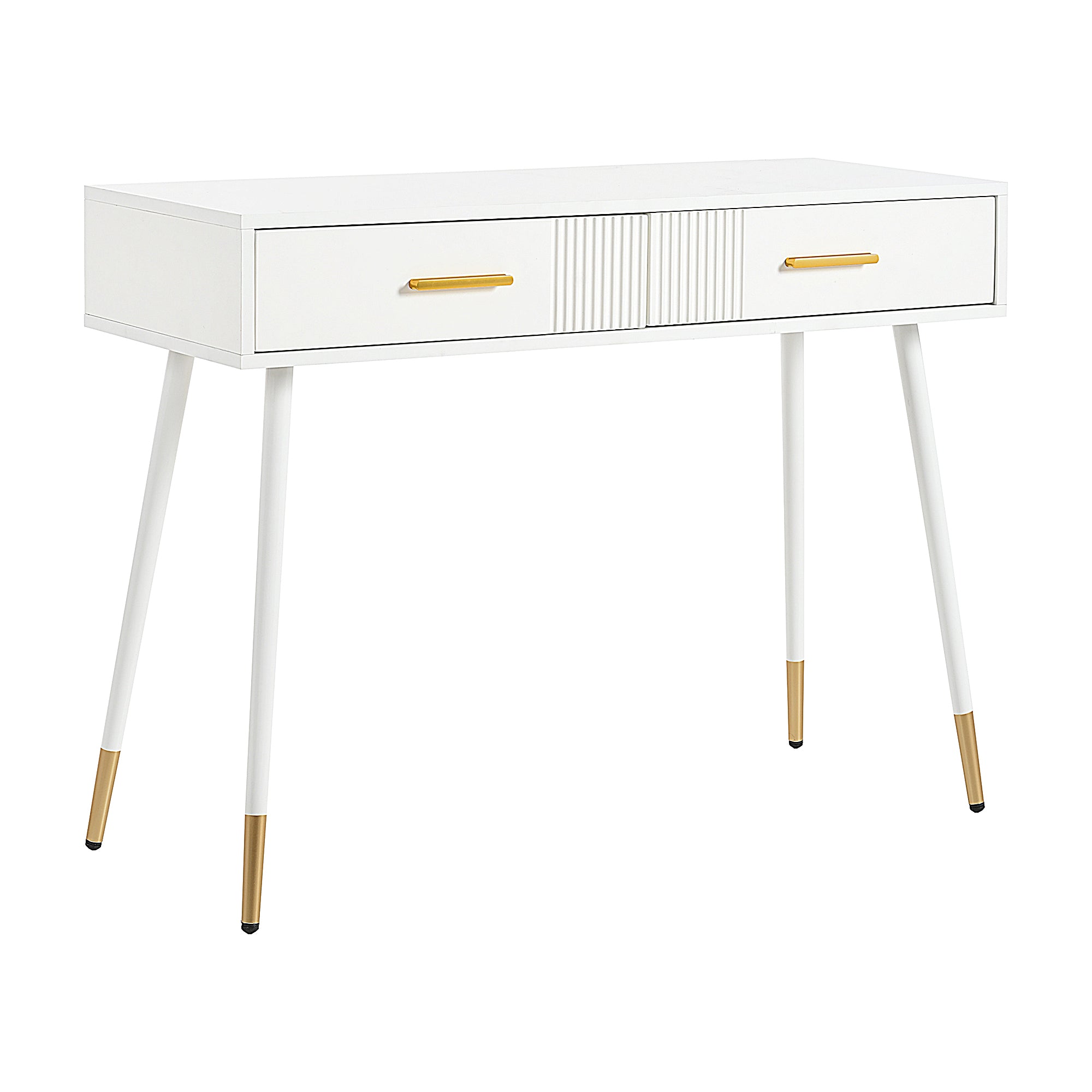 Dressing Table with 2 Drawers, Metal Feet, White