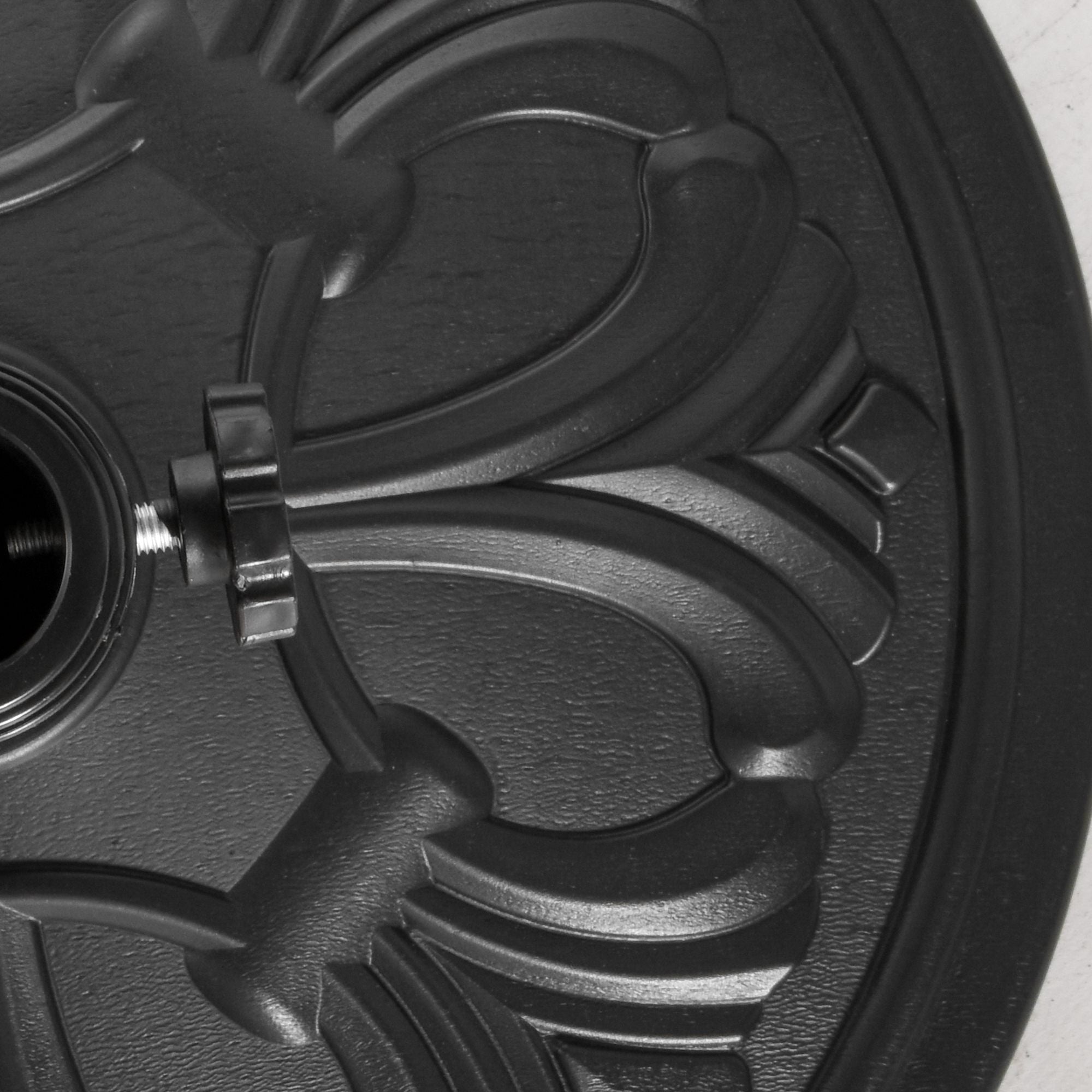 Parasol Base Ø48x34cm Stable Support for Ø35/Ø38/Ø48mm, Antique Black Plastic & Cement