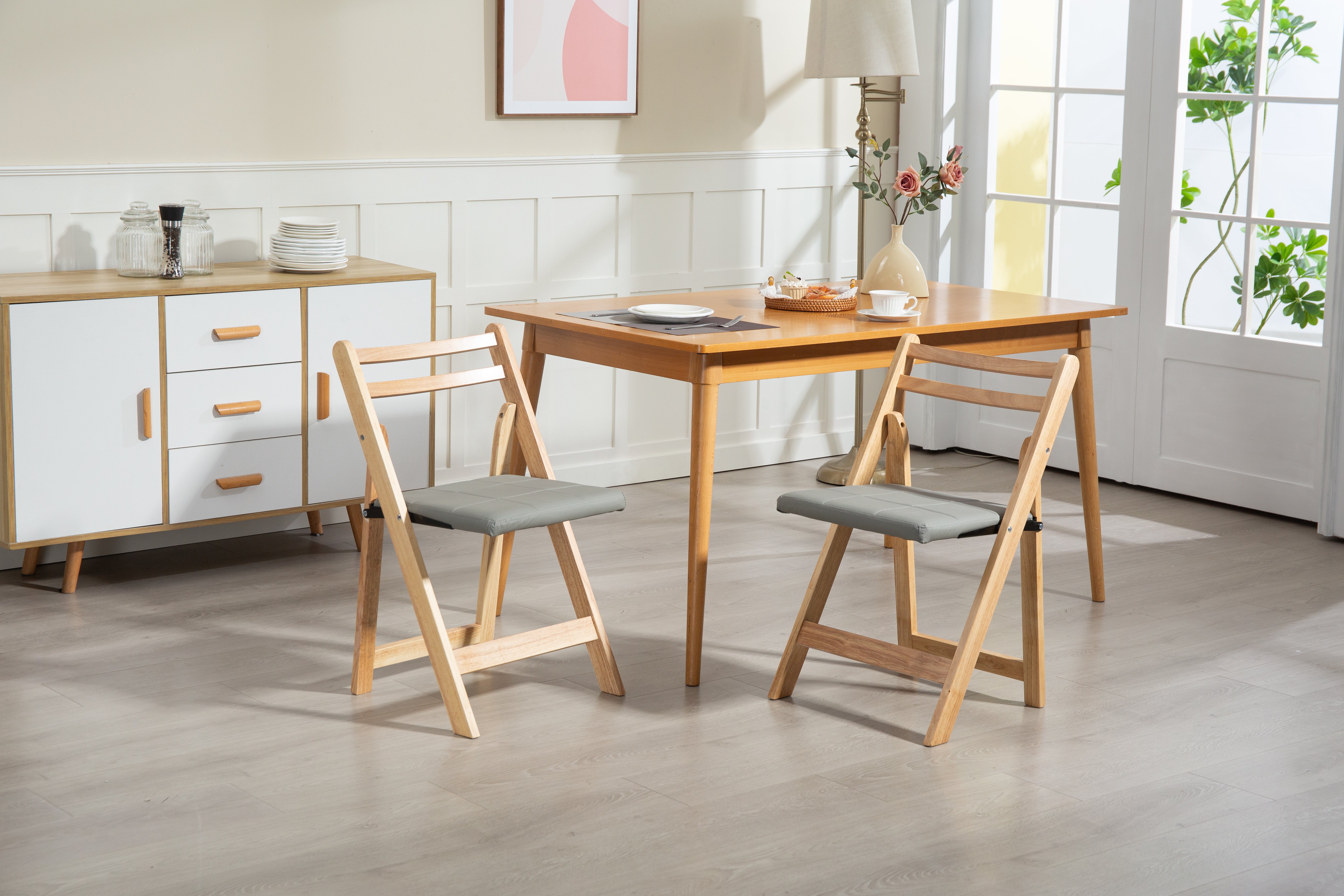 Solid Wood Folding Chair - Space-Saving Durable Design - Solid Wood