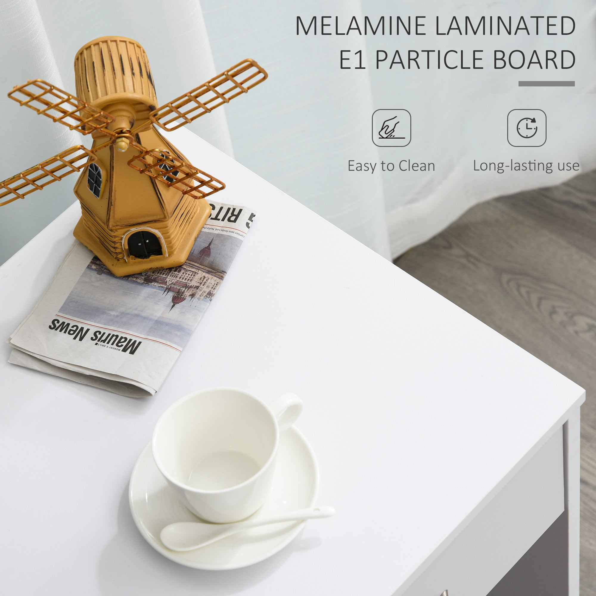 Compact Computer Desk Study Table with Drawer Storage White