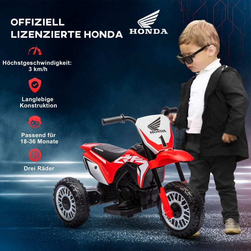 Honda Electric Children's Motorcycle with Sound Effects and 3 km/h Speed for 18-36 Months, Red