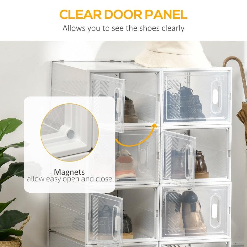 8PCS Clear Shoe Box Stackable Magnetic Door Storage for Size 12/46 Plastic