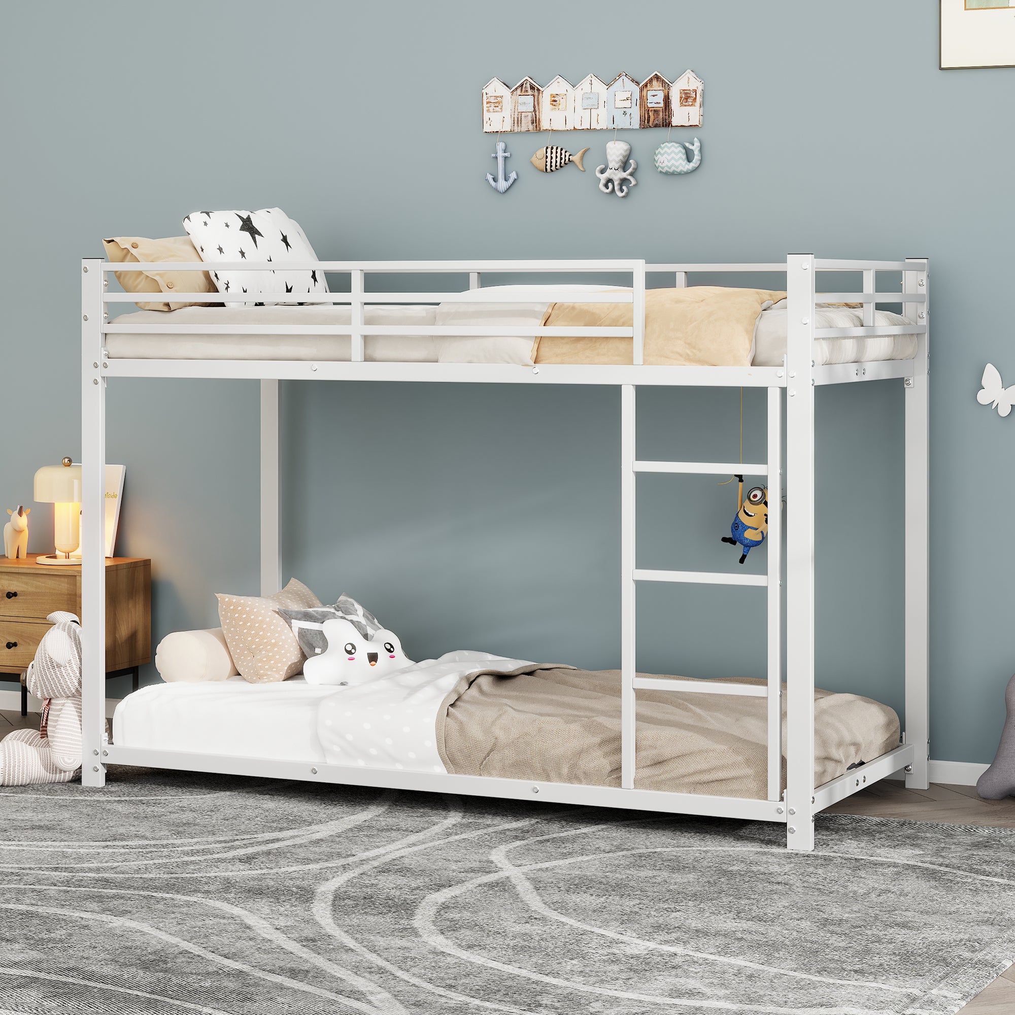 Children's Bunk Beds, Classic 90x200 Iron, White