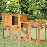 Rabbit Hutch, Removable Tray, Ramp, Fir Wood, Orange