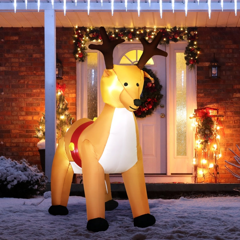 Christmas Inflatable Reindeer Decoration, 6ft Indoor Outdoor w/ Lights