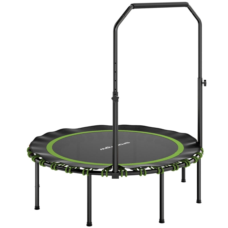 Fitness Trampoline, Adjustable Handrail Indoor/Outdoor Sports, Steel/Plastic Green