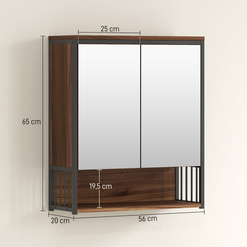 Hanging Mirror Cabinet, Bathroom, MDF Chipboard, Brown
