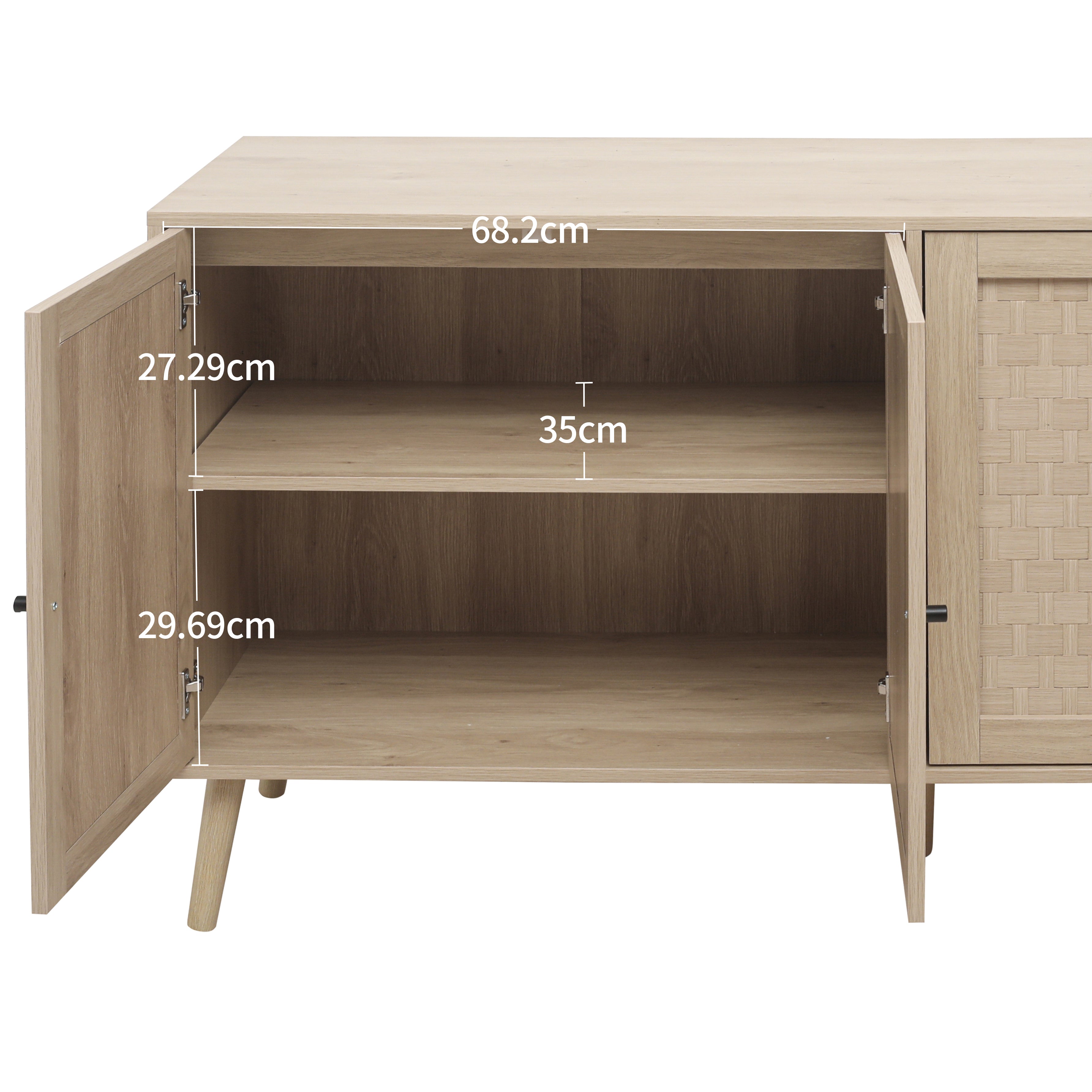 Sideboard 4 Doors Unique Wave Pattern 150x40x80cm - Wood Look