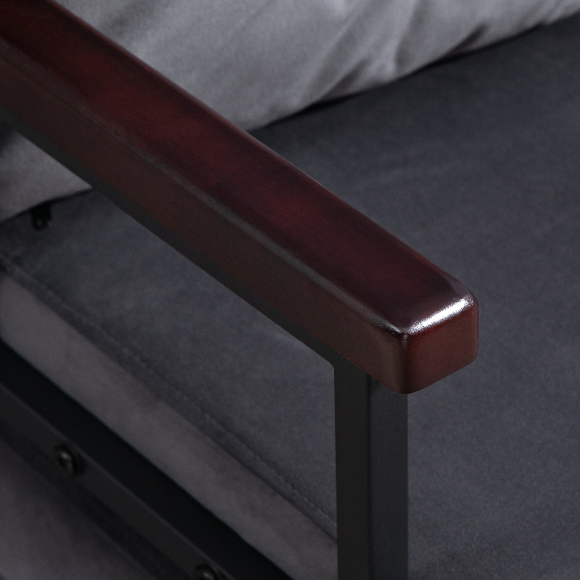 Single Chair Bed, 4-in-1 Convertible with Pillow, Velvet-Feel Charcoal Grey