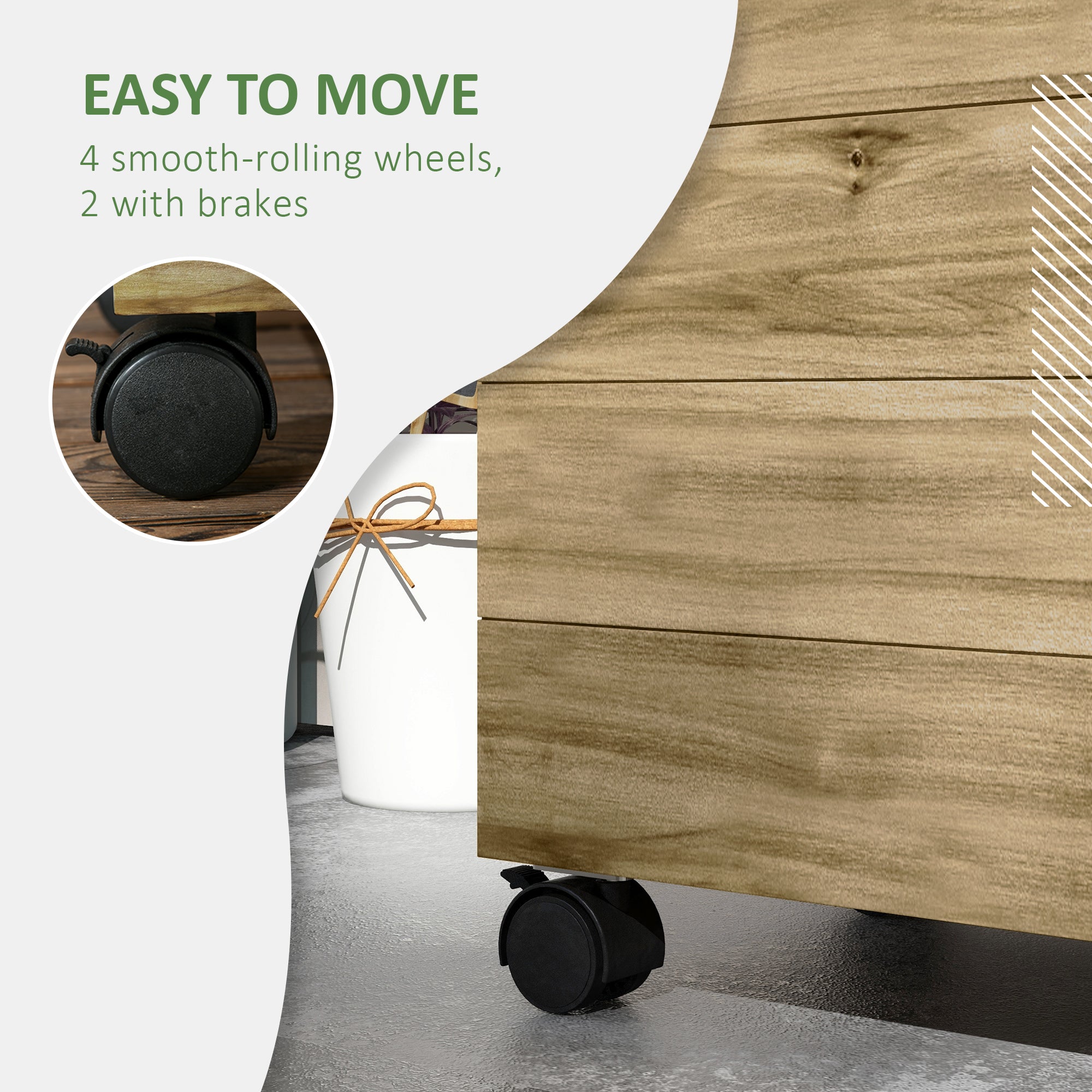 Wooden Raised Planter with Back Trellis, Natural Finish