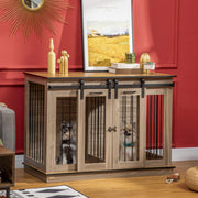Dog Cage Apartment, 120L x 60W x 88.5H cm, 2 Doors, Oak