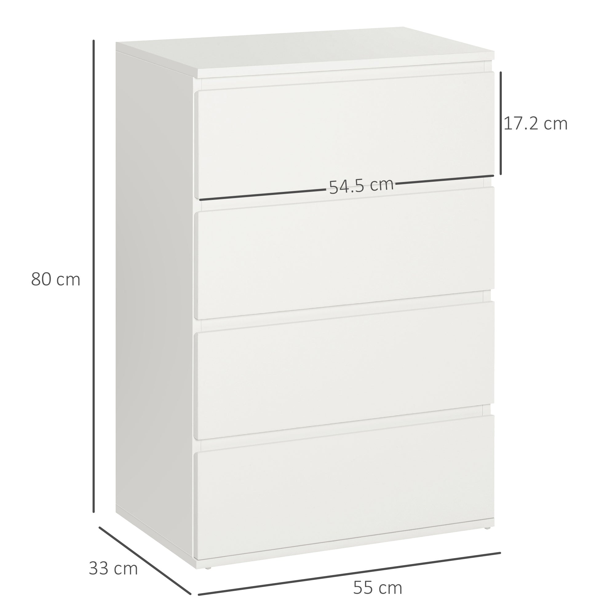 Chest of Drawers, 4 Drawers, Anti-tilt Office Cabinet, White