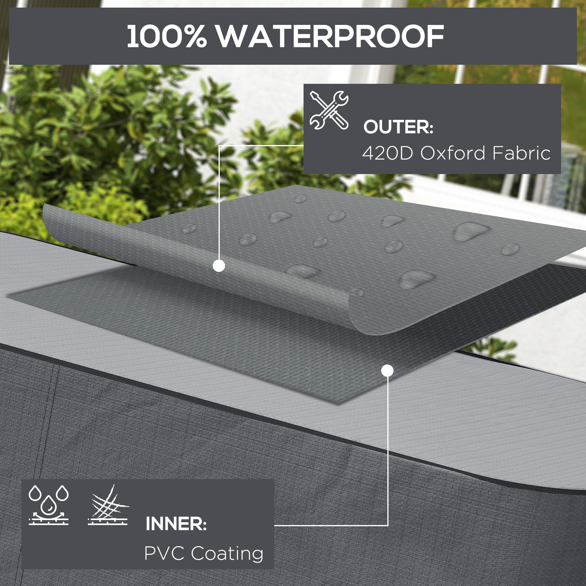 Garden Furniture Cover, Waterproof Rectangular Table Chair Set, 420D Oxford Fabric