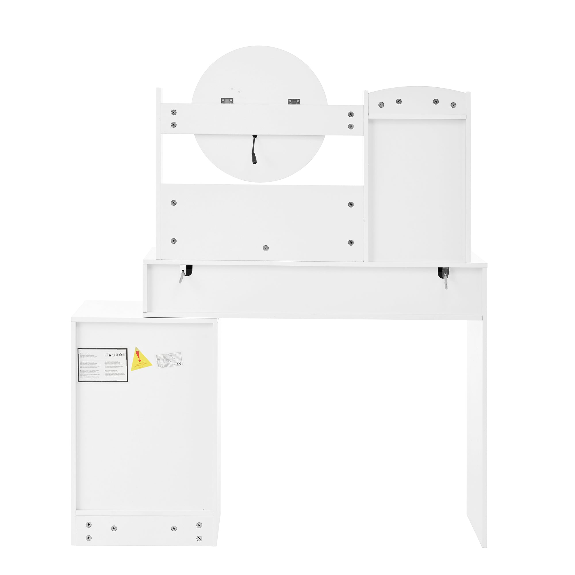 Dressing Table with Dimmable LED Lighting, Integrated Outlets, Mirror, Stool, 5 Drawers, Door Compartment, White